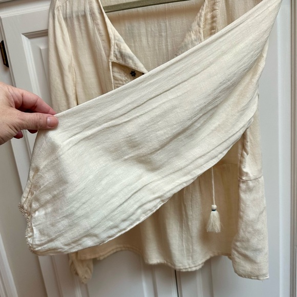 Lucky Brand Hazel Embroidered Cotton Blend Boho Peasant Top Size Medium - Picture 7 of 13